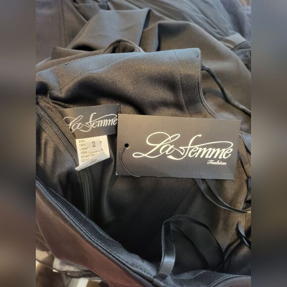 La Femme One-Shoulder Jersey Gown NWT size 2 black - Picture 5 of 5